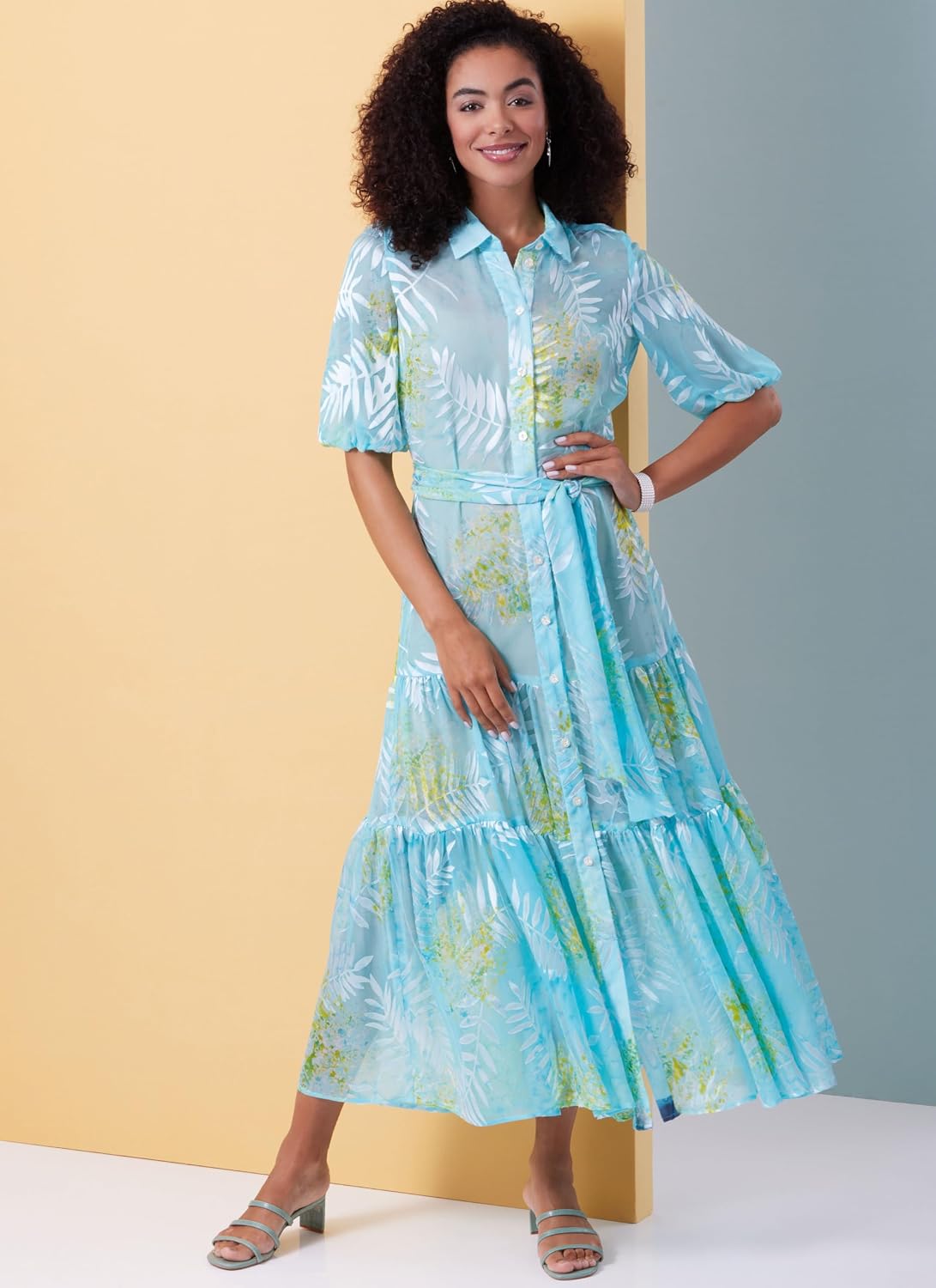 Butterick B6977H5 Easy-to-Make Misses' Sash and Loose-Fitting Tiered Hem Dress Sewing Pattern Packet, Design Code B6977, Sizes 6-8-10-12-14