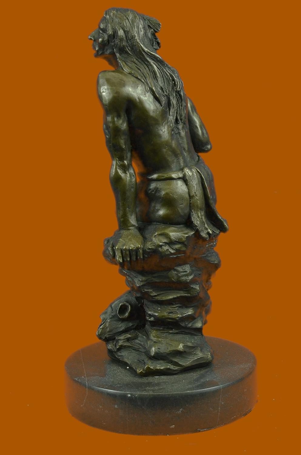 Art Deco Western Old West Indian Chief Warrior Bronze Sculpture Bust Figurine