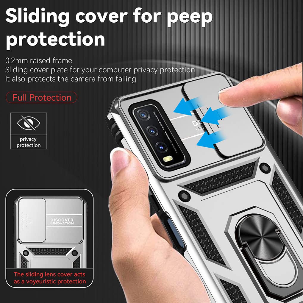 Custodia SEAHAI Per Vivo Y20s / Y20 / Y11s - Cover TPU Sottile Con Design Glitter Phnom Penh, Anticaduta, Nero - 2