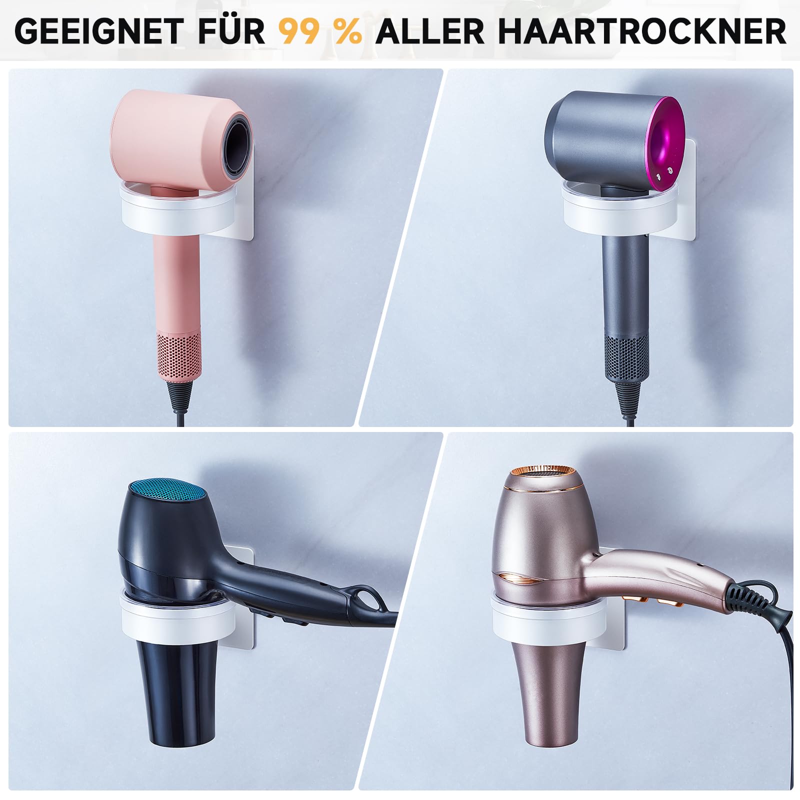 1 stuks stijltanghouder, krultanghouder zonder boren, föhnhouder, wandhouder voor stijlborstel, stijltang-accessoires, krultang-opslag, haardrogerhouder voor badkamer (zilver