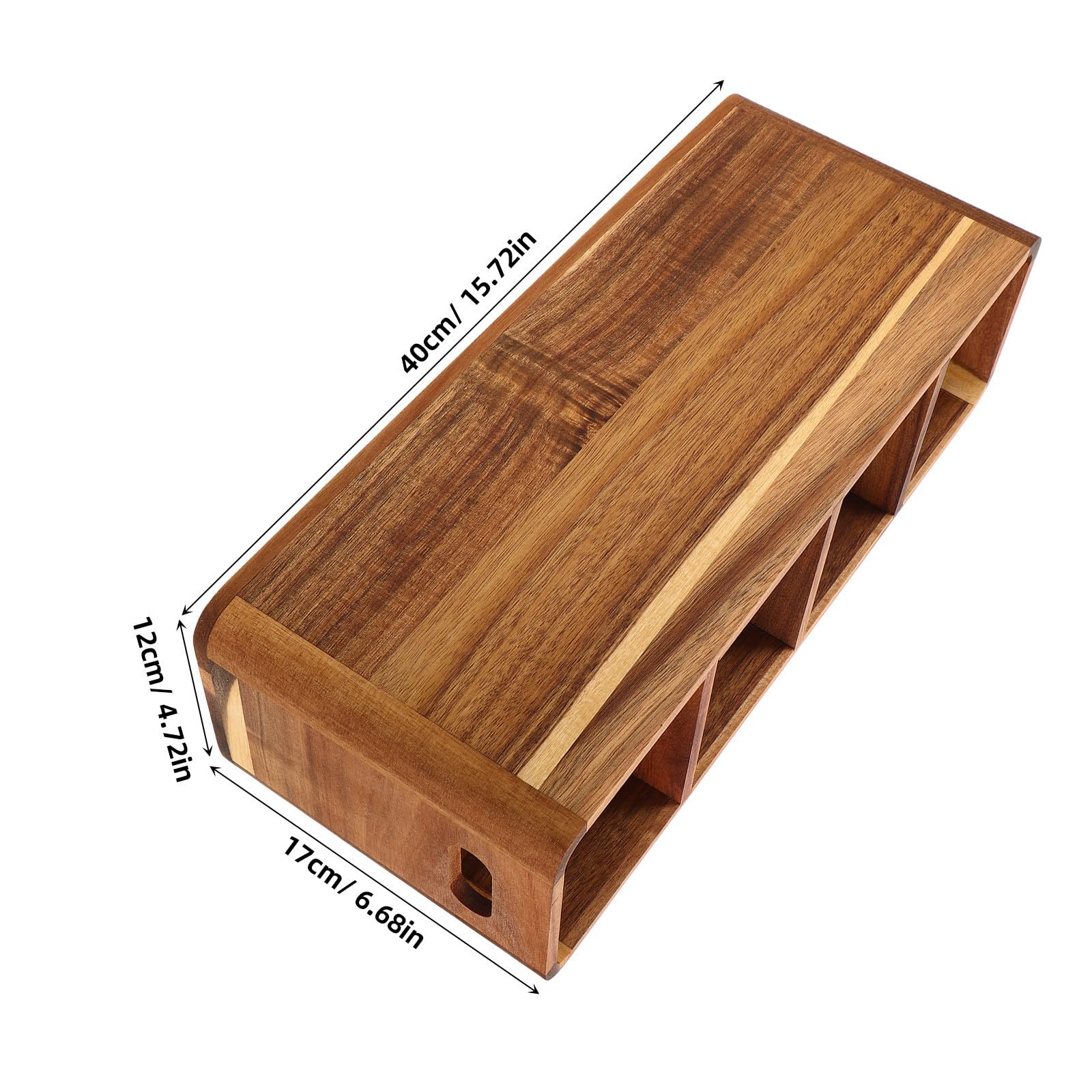 SHINEOFI Organizador de Utensilios de Cocina Soporte Funcional de Madera con 4 Compartimentos para Encimera para Cucharas y Tenedores en Cocinas Pequeñas