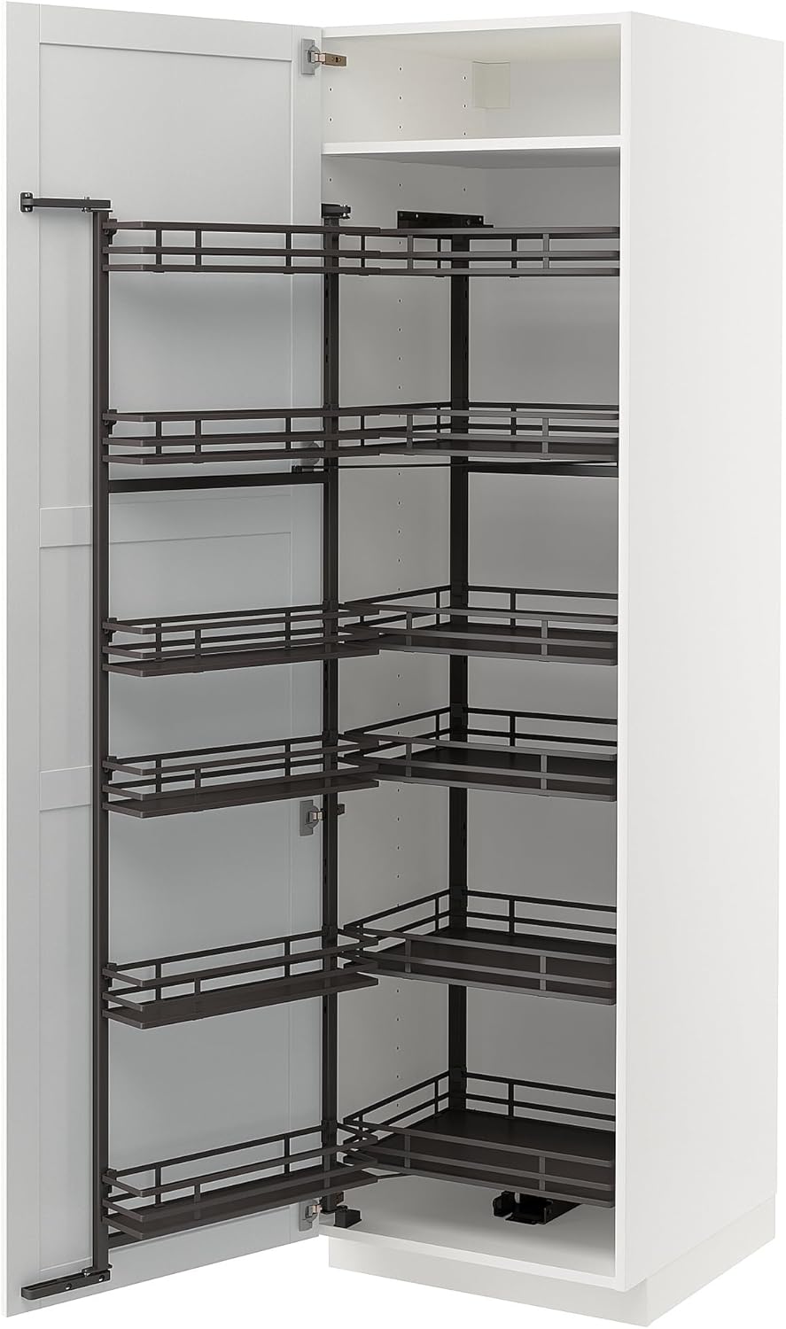 METOD High Cabinet Pull-Out Ladder, White/Relitan Light Grey, 60x60x200cm
