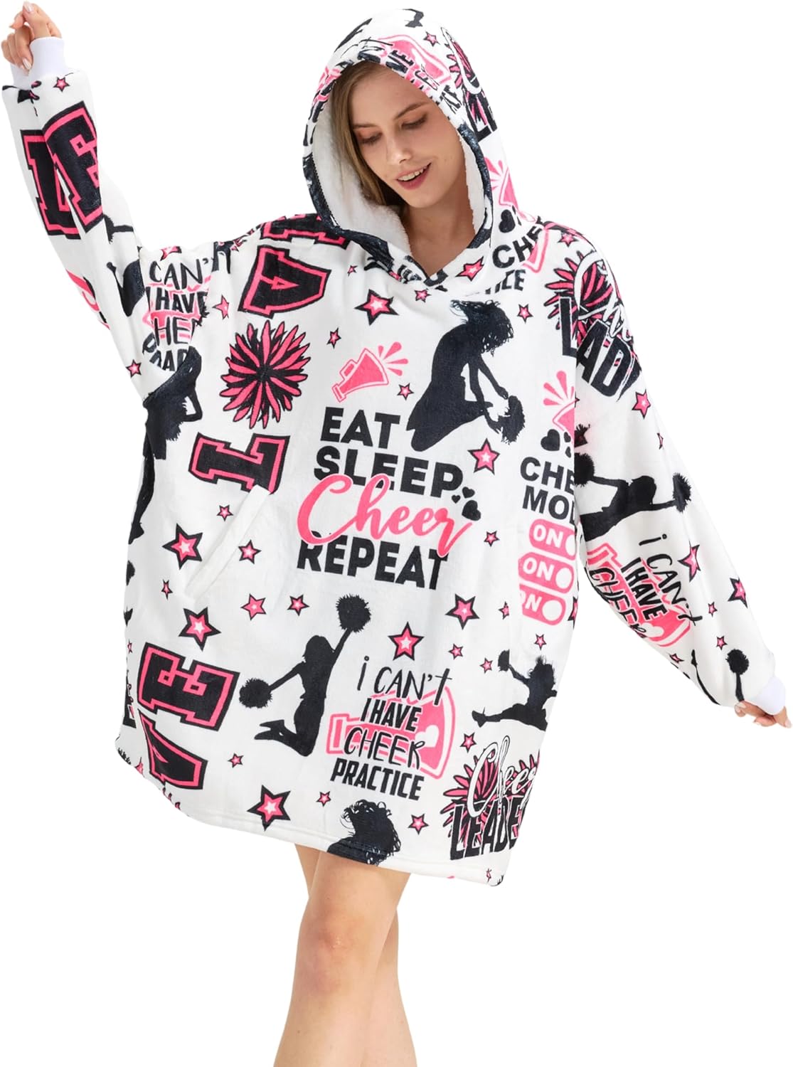 Cheerleader Gifts for Women, Girls, Wearable Blanket Hoodie, Oversized Hooded Blanket, Gift for Cheerleading, Coach