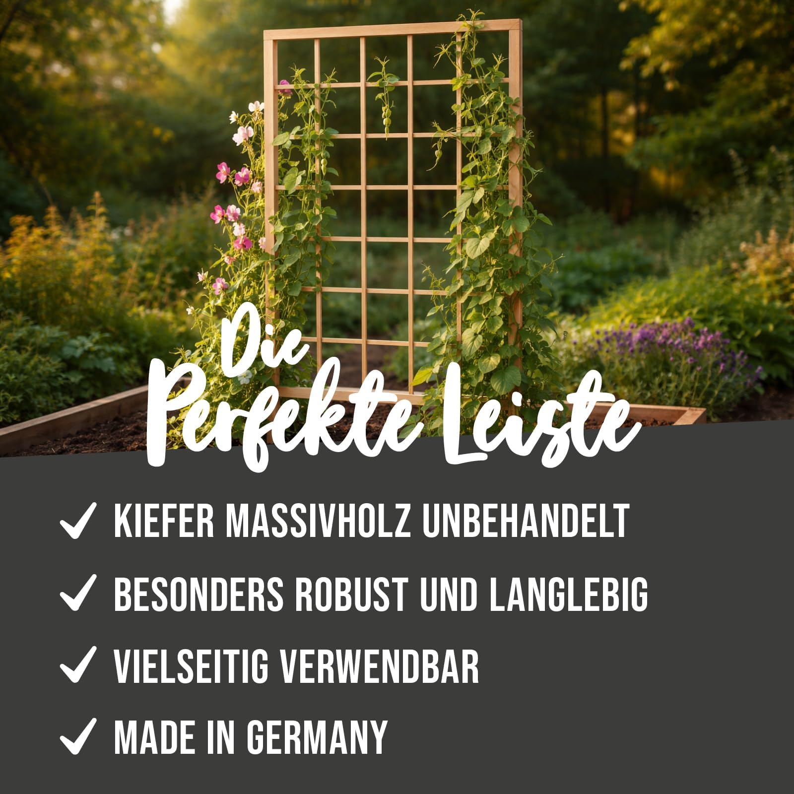 KGM 10x Holzstäbe Quadratleiste Kiefer 22x22 mm, Länge 2400 mm – Massivholz roh Holzleisten Bastelholz für DIY & Modellbau