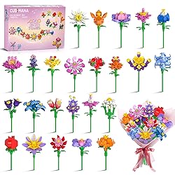 CUBIMANA 24 Pack Flowers Party Favors for Kids Building Set - 789 PCS Flowers 3.6MM Mini Building Block Toy for Classroom Prize Easter Basket Stocking Stuffer Birthday Return Gift for Girl Boy 6+