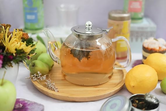Teabloom Dublin Glass Teapot Fine Borosilicate Glass Stovetop and Microwave Safe Removable Stainless Infuser Ideal for Loose Leaf Tea Large Capacity 40 oz. / 1200 ml (4-5 Cups)