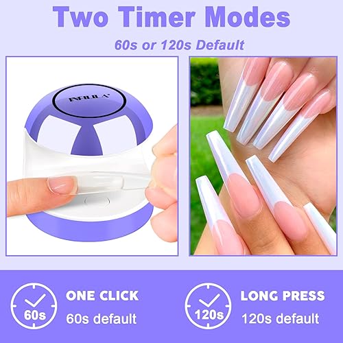 Miniatura 4 de NXJ INFILILA Mini luz UV para uñas de gel, mini lámpara de uñas de 60 a 120 segundos, ajuste de luz UV para uñas, lámpara de uñas tipo C, 5 cuentas