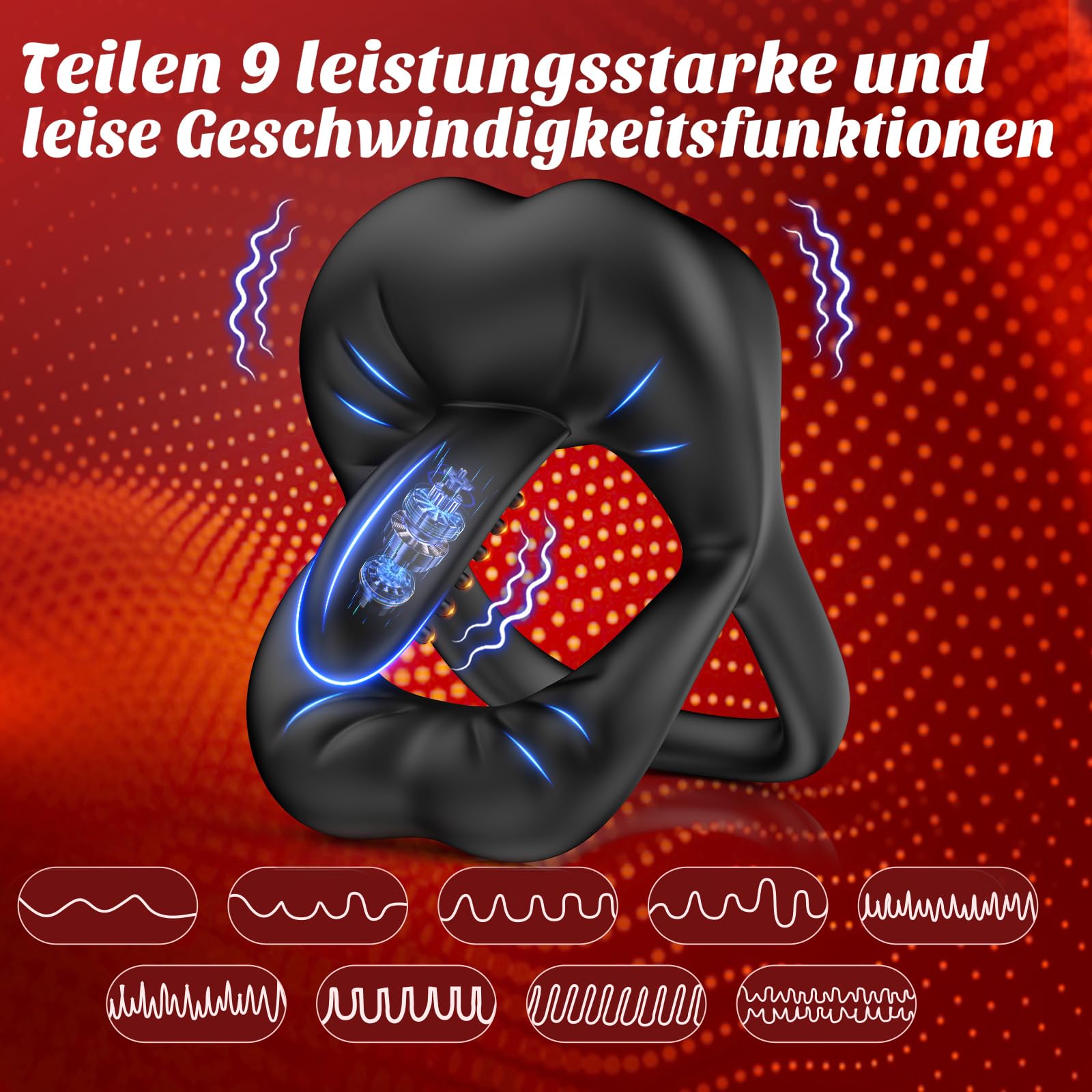 Double Anneau Penien - Anneau Homme Sex Toýs Homme, Anneau Vibrant Pénis Clitoridienne avec Vibromasseur à Langue Reglable, Cockring Sextoy Jouet Sexualité Couple avec Le Stimulateur du Périnée