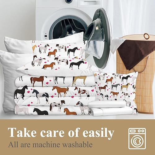 Miniatura 6 de Juego de cama individual de 8 piezas con edredón y sábanas en una bolsa para niños y niñas en una bolsa - Linda ropa de cama de animales de granja