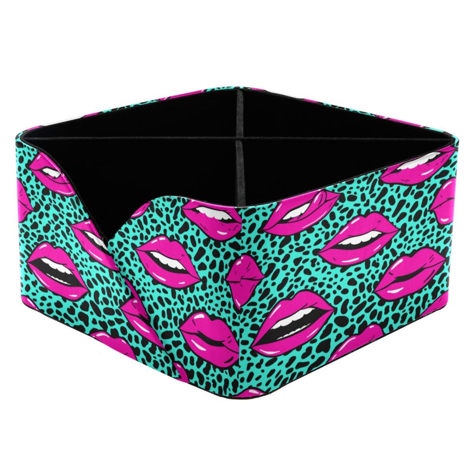 Desk Organizer, Red Llips Leopard Pen Holder for Desk, Desk Organizers and Accessories with 4 Compartments Pencil Organizer, Art Supply Storage Box Caddy for Office, Home