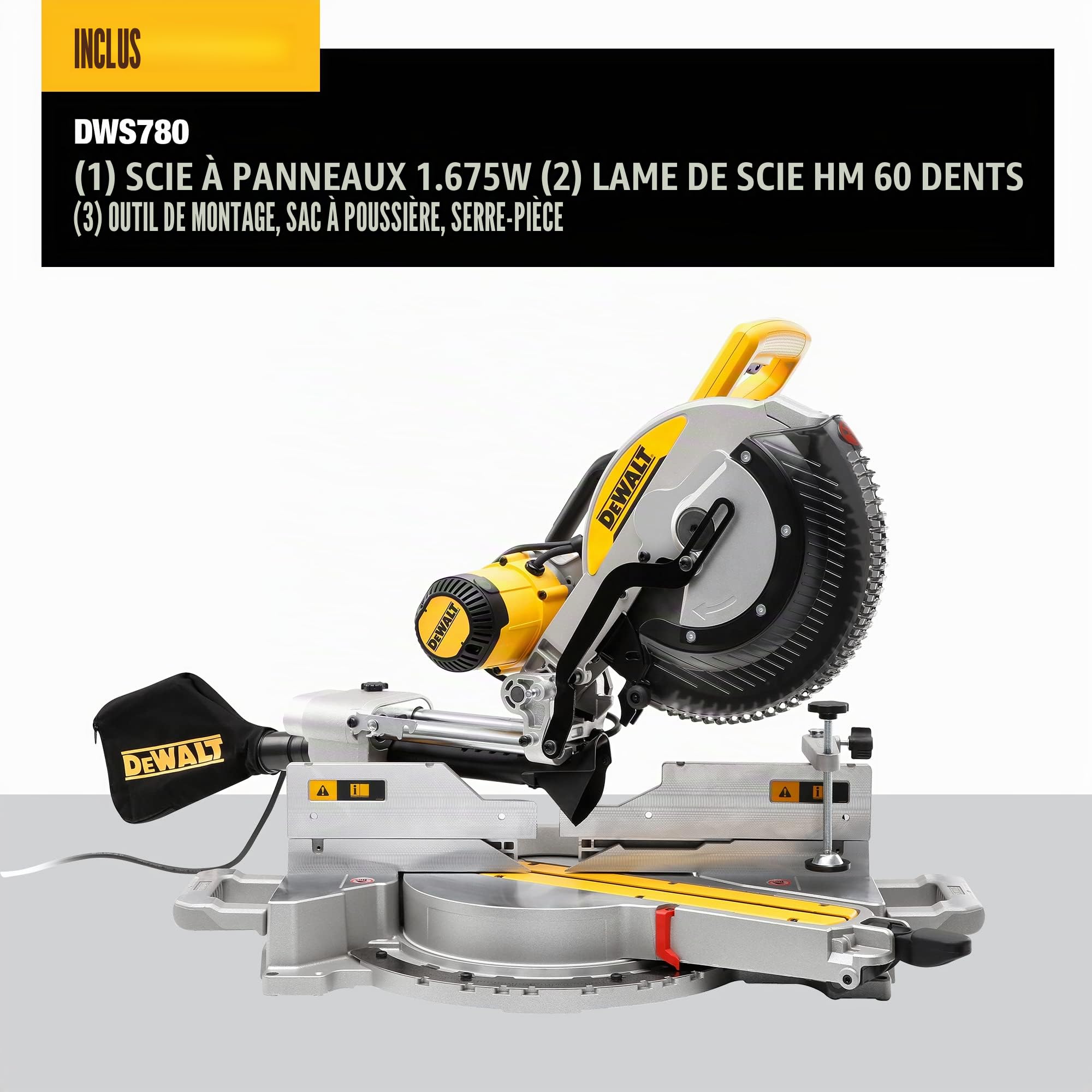 DeWalt DWS780-QS Scie A Onglets Radiale 1675W 305mm