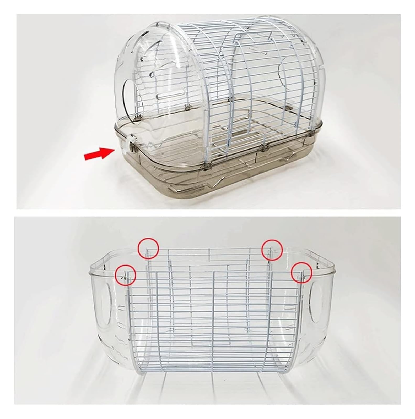 Pajarera， Jaula for pájaros Transparente portátil con chasis Desmontable,Jaula de Vuelo for pájaros pequeños con asa comedero de Acero Inoxidable-Decoración Transparente