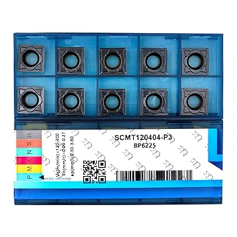 CDBP CNC Carbide Inserts SCMT431 SCMT120404-MD for Metal Cutting Steel, SCMT Square Turning Insert, 10 PCS