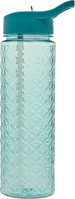 Polar Gear Aqua Style Water Bottle Reusable Drinking Bottle With Straw, Leakproof Sports, Eco-Friendly, Indoors or Outdoors Lightweight Tritan & BPA Free 700ml (Diamond, Teal)