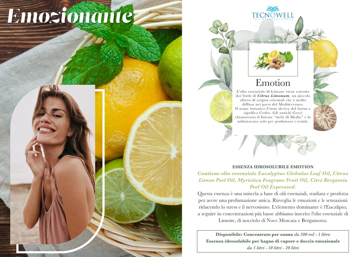 Essenza idrosolubile Emotion per bagni di vapore e docce emozionali 5 litri con oli essenziali