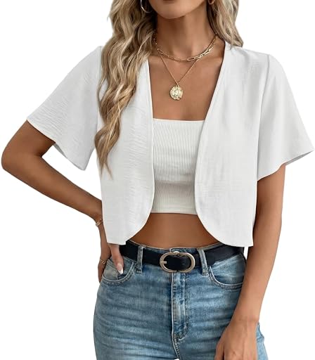 GRECERELLE Women's Summer Lightweight Cropped Cardigan Shrug