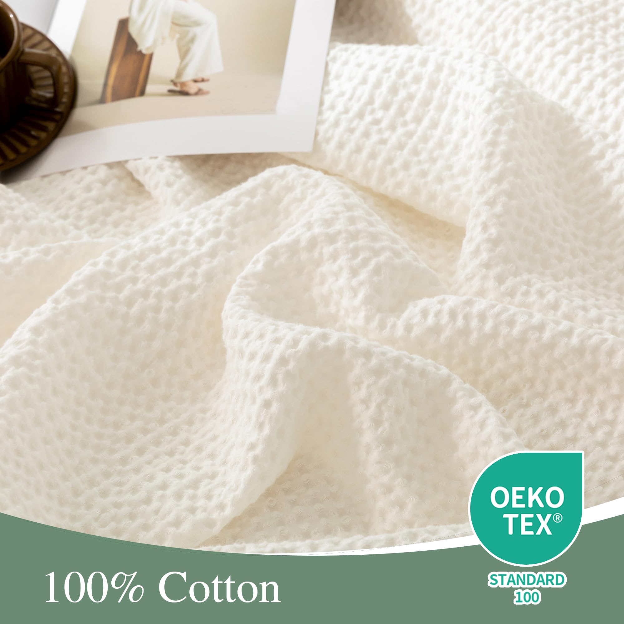 CHUFFED 100% Cotton Waffle Blanket 270x230cm Soft Lightweight Throw Blanket for All Season- Perfect Blanket Layer for Couch Bed Sofa - Image 3