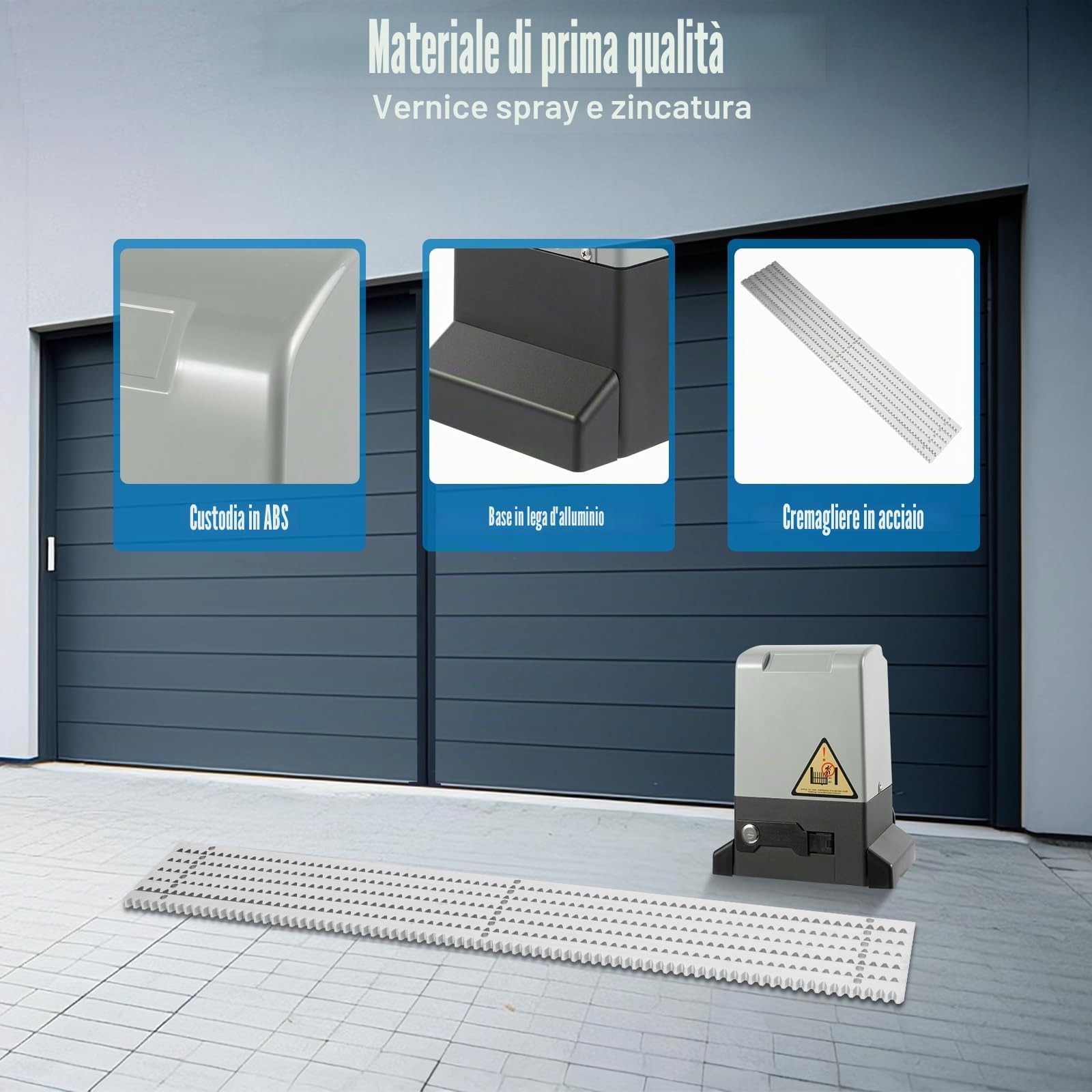 cremagliera cremagliera con ingranaggio scorrevole, trasmissione per cancello scorrevole, set completo di trasmissione a cremagliera 6 x 1 m, cremagliera azionamento cancello scorrevole per porte