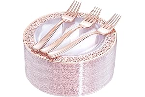 Rose Gold Disposable Plates and Forks Set for All Occasions