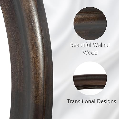 Miniatura 7 de CULER Espejos redondos de pared de 24 pulgadas, espejo de transición decorativo rústico de madera con marco de nogal para pared, espejo de tocador