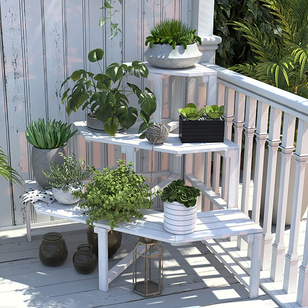XWJ Supporto Per Piante In Legno 8 Ripiani 110x85x20 Cm - Scala Angolare Per Esterno, Giardino E Balcone