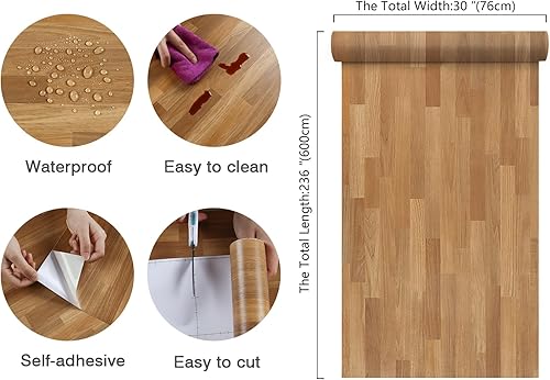Miniatura 2 de Papel de contacto de bloque de carnicero sintético de 30 x 236 pulgadas de ancho, papel de contacto para encimera, impermeable, autoadhesivo,