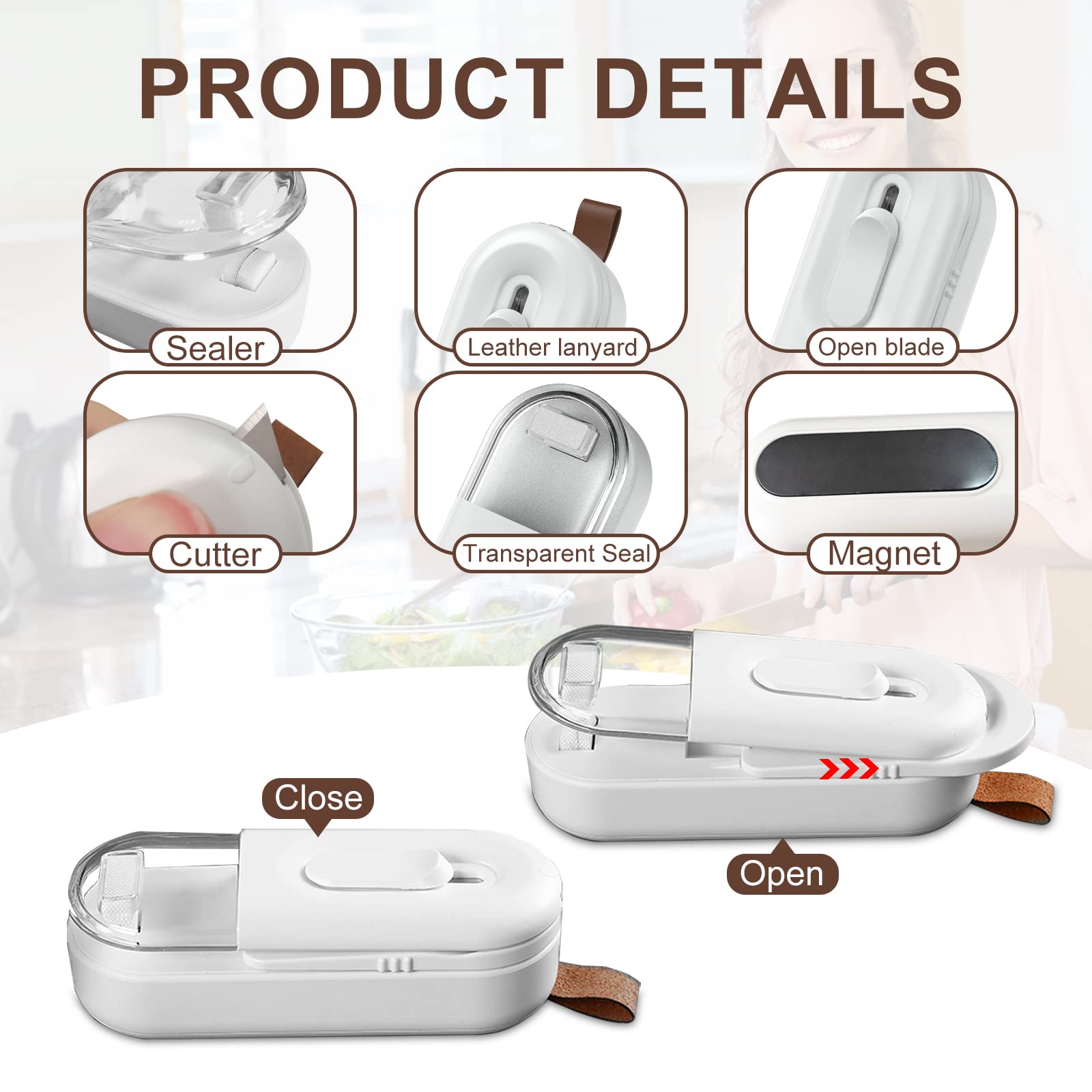 Mini Scelleur,2 En 1 Scelleuse De Sacs Mini Heat Sealer Avec Cutter