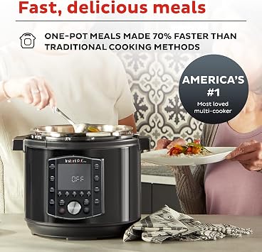 Instant Pot Pro 10-in-1 Pressure Cooker, Slow Cooker, Black, 8 Quart & Tempered Glass Lid, Stainless Steel Rim, for 5 Qt/L or 6 Qt/L Models