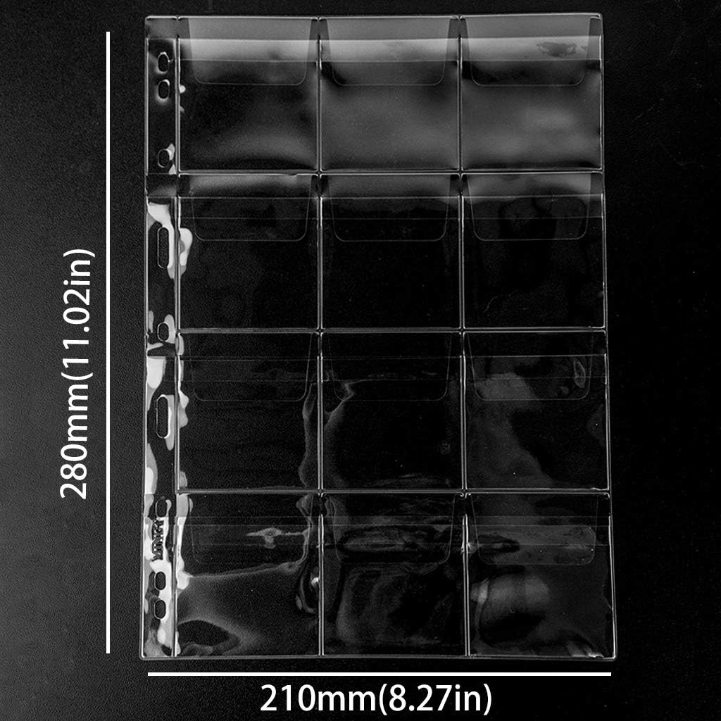 Uncle Paul Coin Collecting Pages 5 Sheets 12 Pockets Standard 9Hole Coin Pocket Inserts Collecting Sleeves for Coins CS03512
