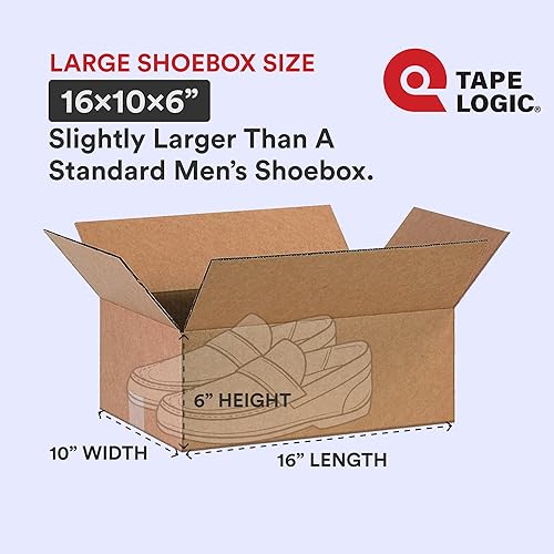 Miniatura 2 de TAPE LOGIC Cajas de cartón corrugado de 16 x 10 x 6, medianas de 16 pulgadas de largo x 10 pulgadas de ancho x 6 pulgadas de alto, paquete de 25