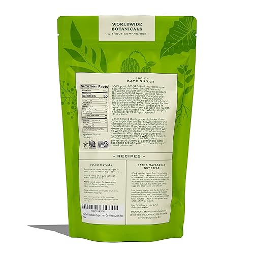 Miniatura 2 de Worldwide Botanicals Azúcar orgánico de dátiles en polvo, 1 libra - 100% dátiles secos puros, edulcorante natural de alimentos integrales, sin gluten