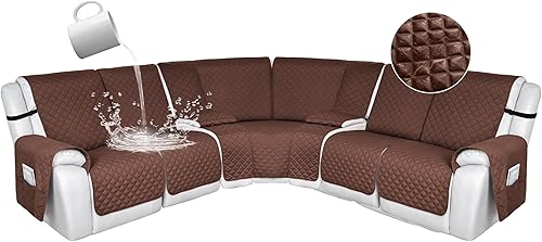 Miniatura 27 de HDCAXKJ 100% Fundas impermeables para sofá seccional reclinable en forma de L, funda de sofá reclinable acolchada lavable, fundas de esquina para