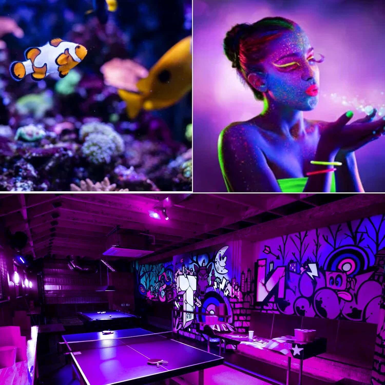 Black Lights Bulbs, 9W(75Watt Equivalent), A19 E26 LED Bulb, UVA Level 380-400nm,UV LED Bulbs for Black Light Party Birthday Wedding Christmas Body Paint, Fluorescent Poster, Neon Glow - 2pcs