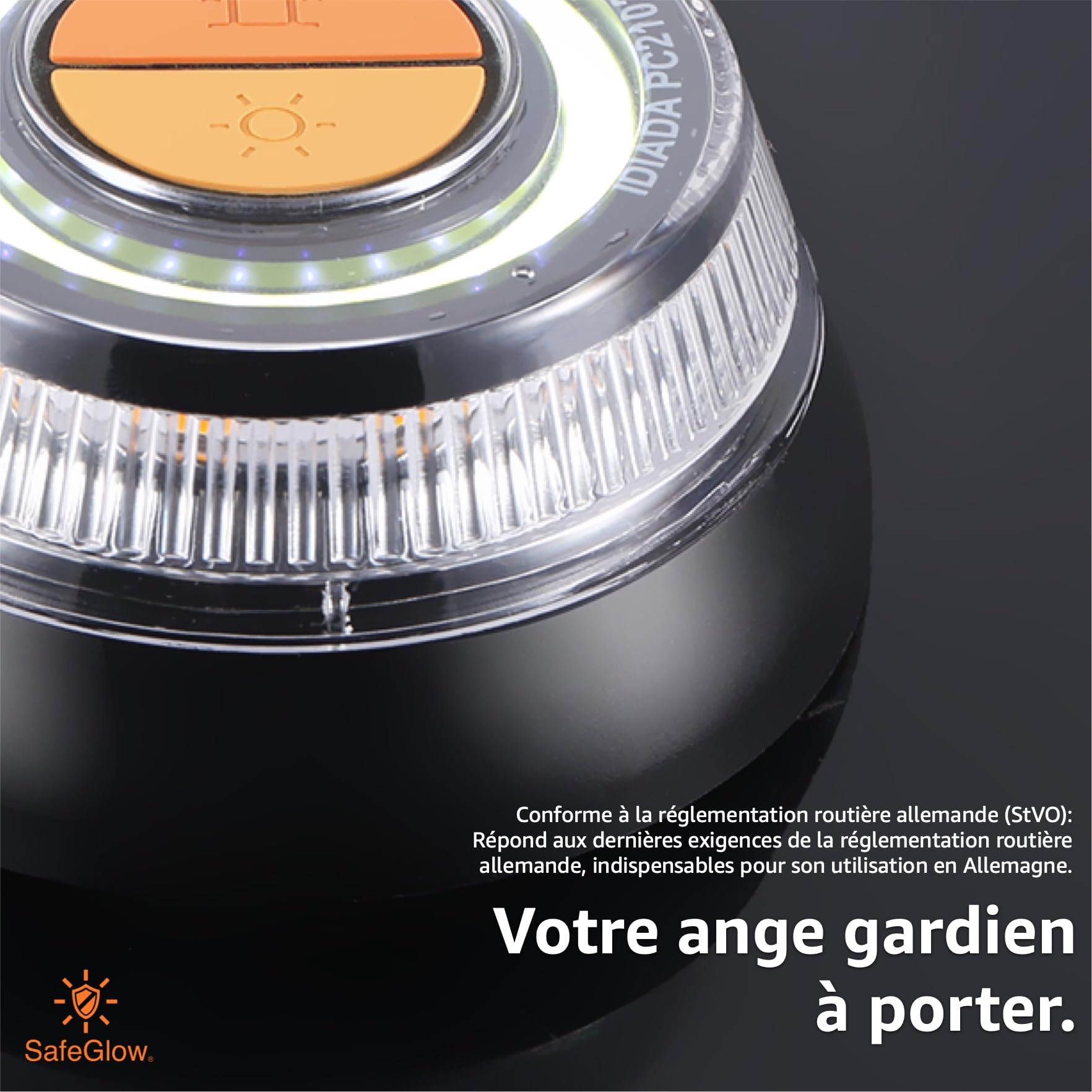 Lampe d’avertissement V16 2026 homologuée IDIADA n° PC21020060 – Triangle de signalisation – Triangle de panne – Homologation UE – Pour voiture et moto