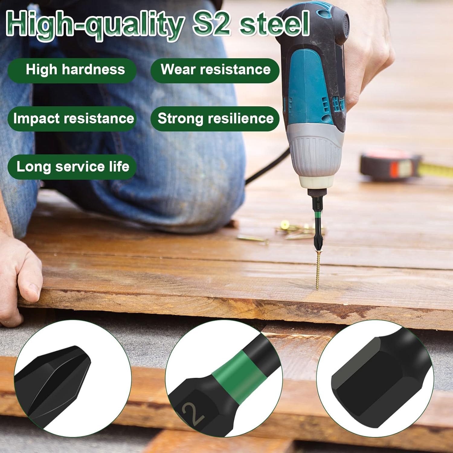 12Pcs Screwdriver Bit Set Anti - Slip Magnetic Drive Bit Set High Torque Cross Slot 1/4 Inch Hex Shank Drill for Electric Screwdriver Impact Drill Tool