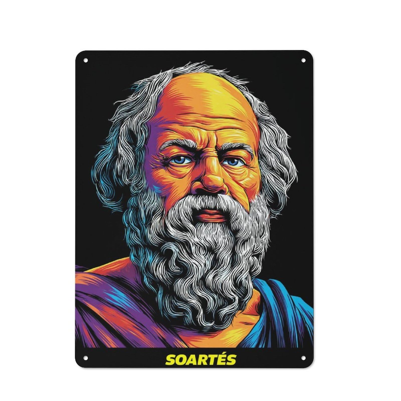 Junmoney Philosopher Of Ancient Wisdom Rustic Metal Plaque 40X30cm For Hobby Room Or Studio, For Creative Interior Collectors