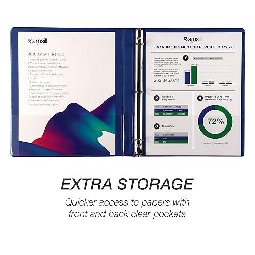 Vista 161 de Samsill (MP128567) - Carpeta de 3 anillos redondos de 2 pulgadas, fabricada en los EE. UU., con cubierta transparente personalizable para insertos