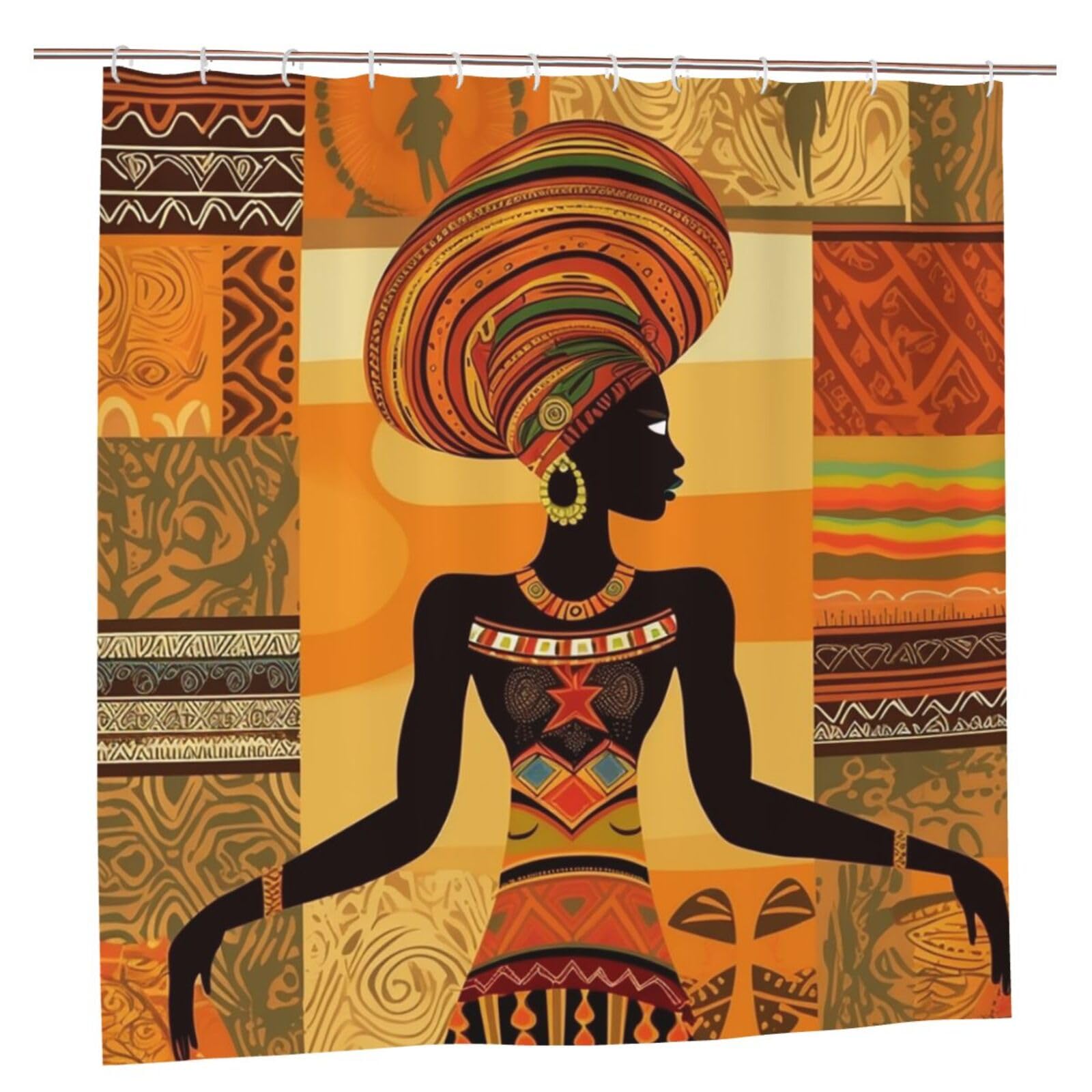 Rideau de douche anti-moisissure femme africaine lavable pour baignoire familiale