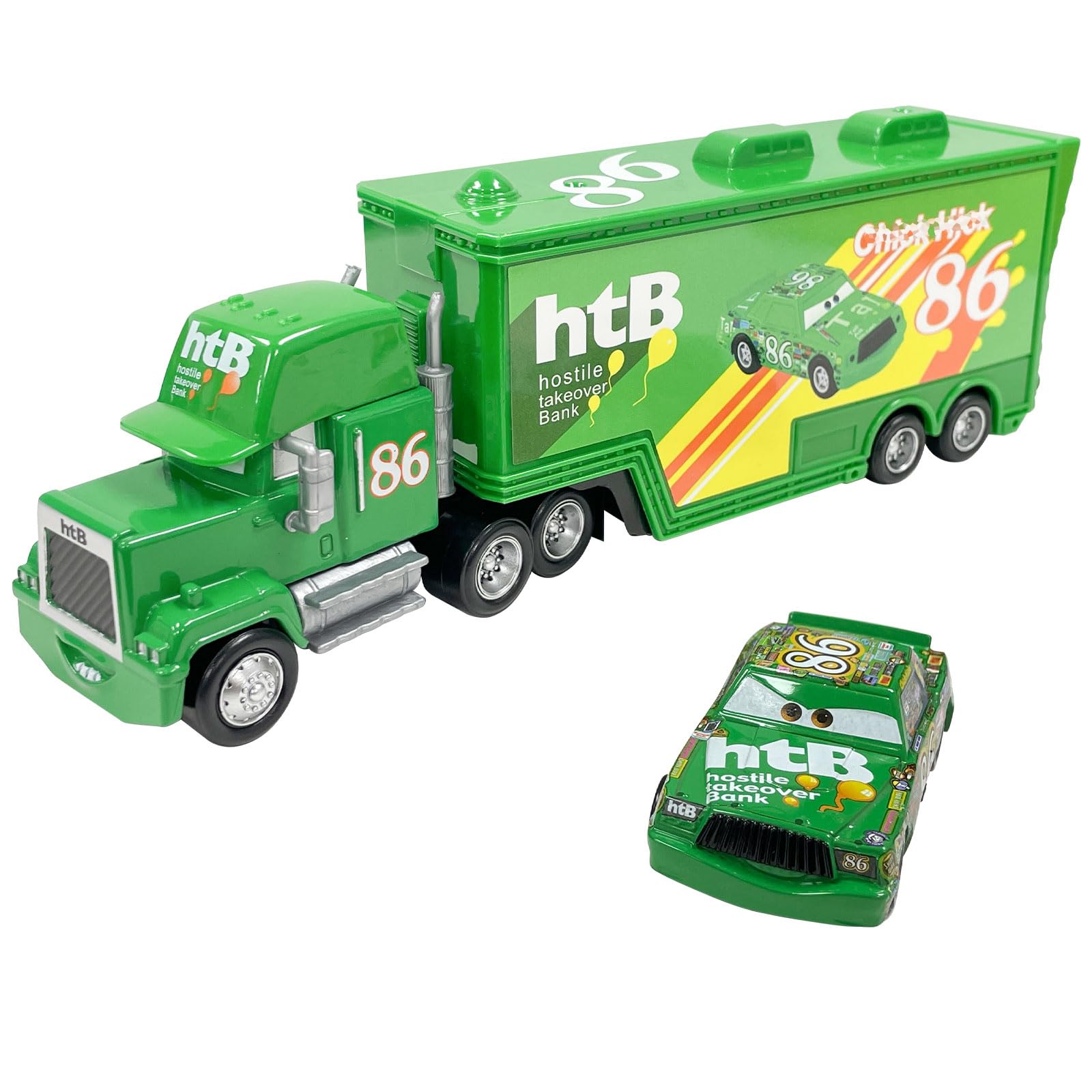 Liightning Mccqueen Cars Toys,Chiick Hiicks Cars Transporter Truck No.86