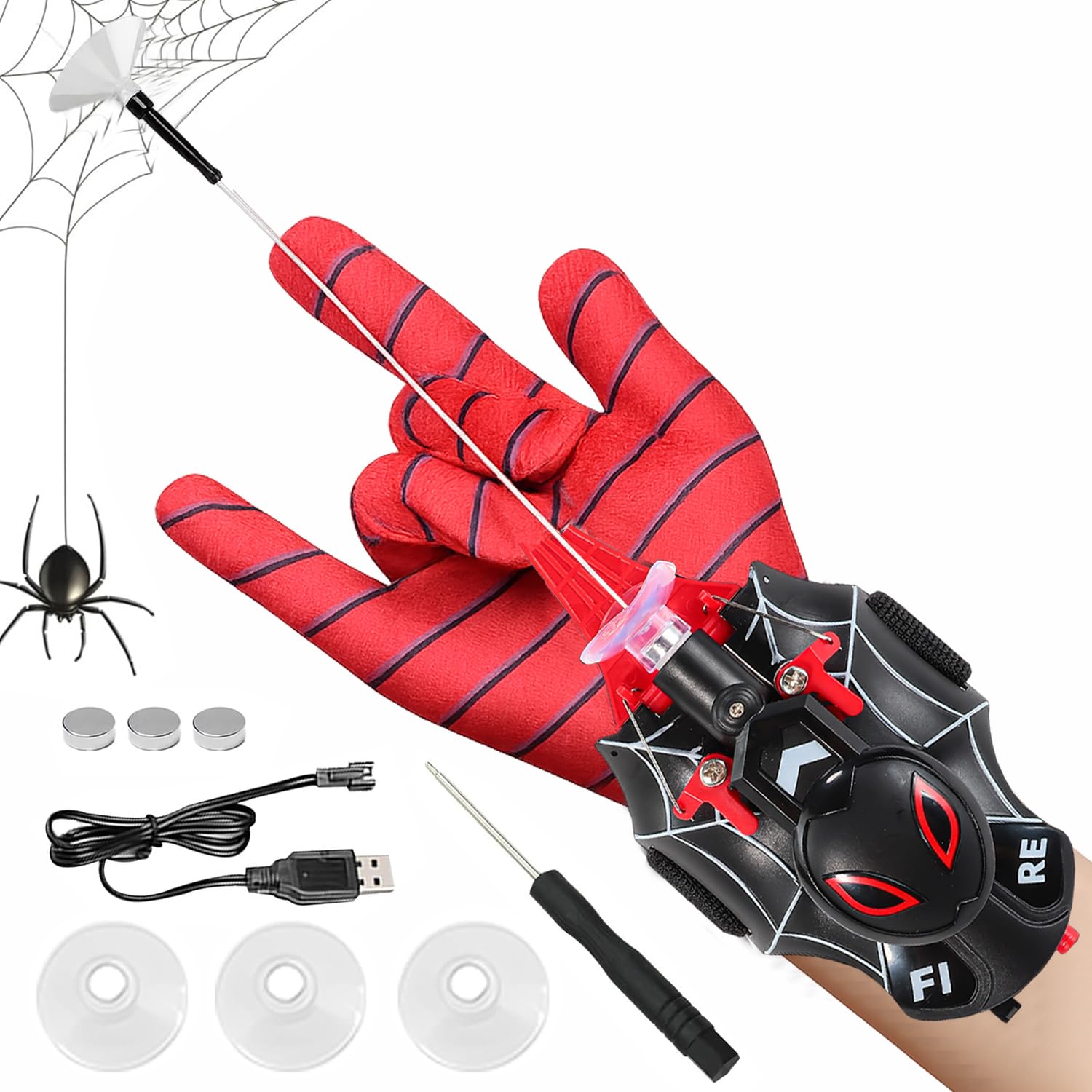 Web Launcher Spider String Shooter Toy, Web Shooters Cool Gadgets Reel-in Real Silk Superhero Role-Play Fun Stuff Toys Great for Men and Kids (Dark)