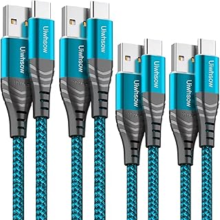 USB C Cable 3A Fast Charge, [4-Pack 2x3.3ft 2x6.6ft] USB C Charger Cable Braided Type C Charging Cord Data Sync Compatible for Samsung Galaxy S21/S20/S10/S9 Plus A71/A70/A52,Note 10 9,LG G8/G7,PS5