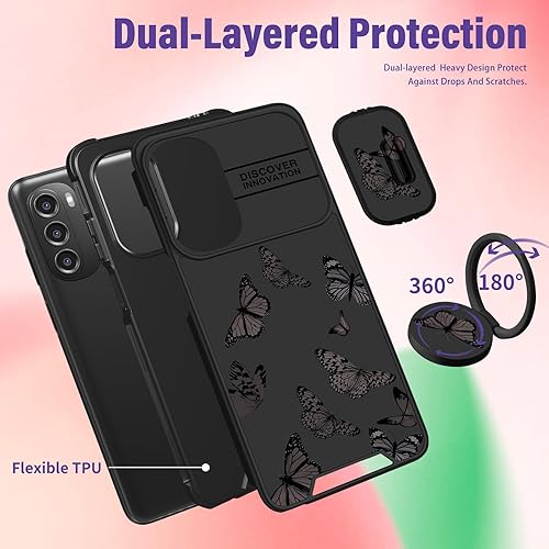 Miniatura 5 de Funda para Moto G Stylus 5G 2022 2022 con diseño de mariposa para mujer, bonita estética, diseño único de mariposa negra, con funda para cámara y