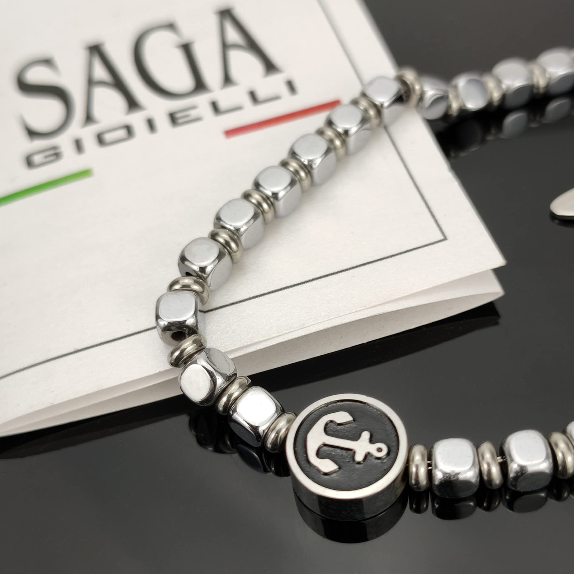 SAGA GIOIELLI® Bracciale Uomo in Acciaio Inossidabile con Ancora – Stile Nautico, Regolabile, Elegante e Resistente Confezione Regalo