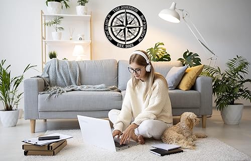 Miniatura 6 de Letrero de metal náutico para decoración de pared, brújula náutica GPS con coordenadas por GPS con fecha de apellido, decoración de brújula de