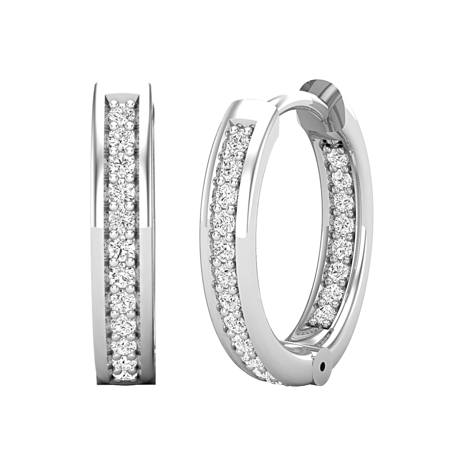 Dazzlingrock Collection Round White Diamond In And Out Hinged Post Hoop Earrings for Women (0.15 ctw, Color I-J, Clarity I2-I3) in 925 Sterling Silver