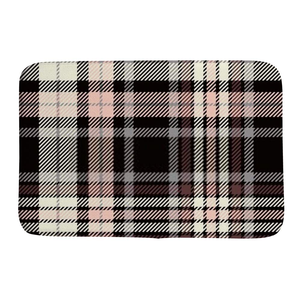 Tapis de bain antidérapant en polaire corail à motif tartan 40x60 cm pour la douche
