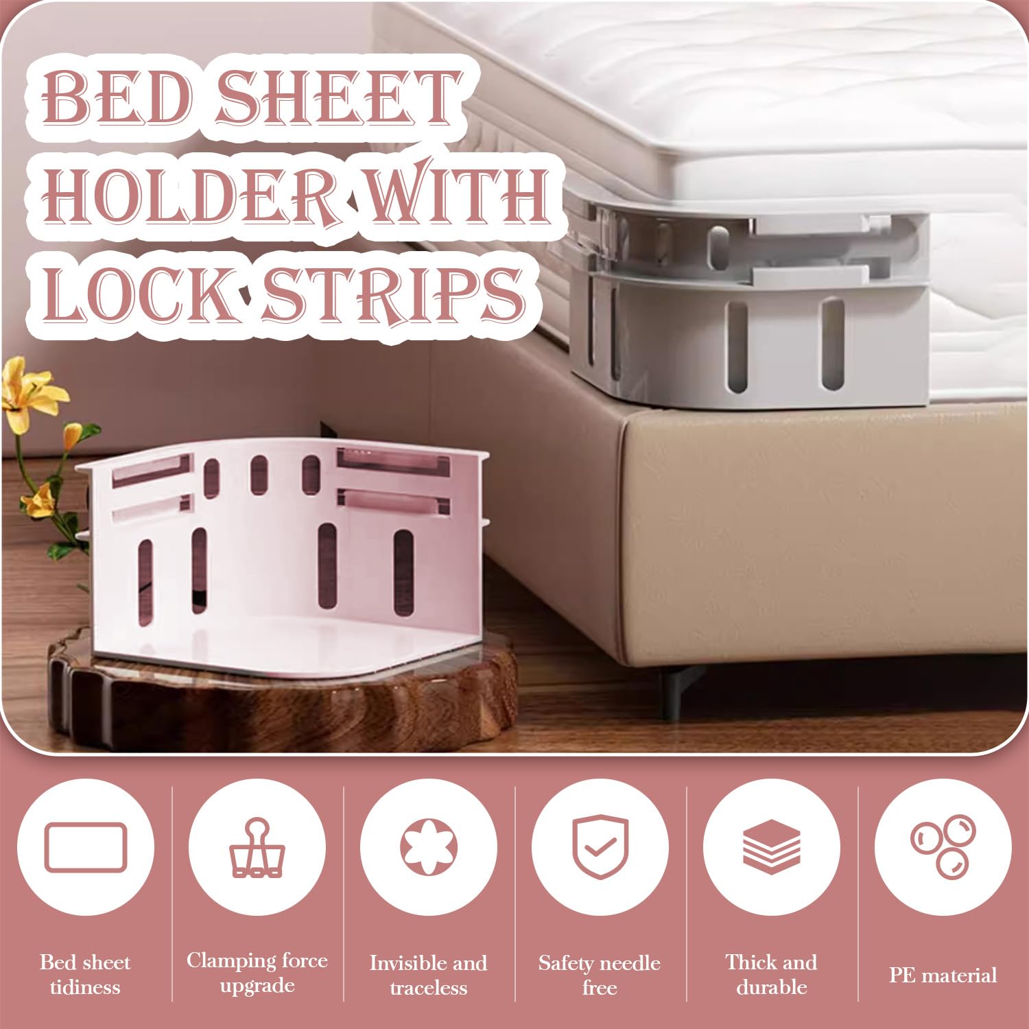 AUOQZ Bed Sheet Holder with Lock Strips - Image 2