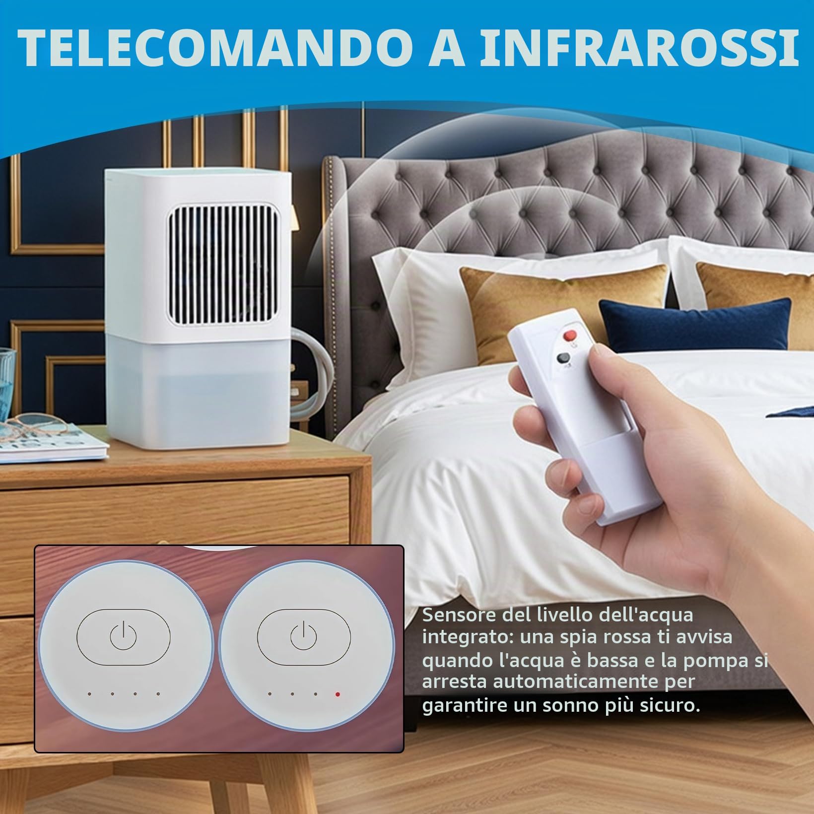 Materasso raffreddato ad acqua, 2000 giri/min, materasso con raffreddamento ad acqua e telecomando a infrarossi, 3 velocità tappetino rinfrescante per letto per camera da letto (1,6 x 0,7 m)