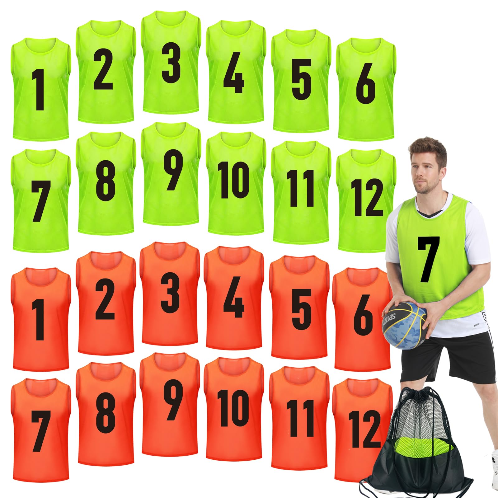 12/24/48Pcs Soccer Pinnies Youth, Scrimmage Team Practice Vests