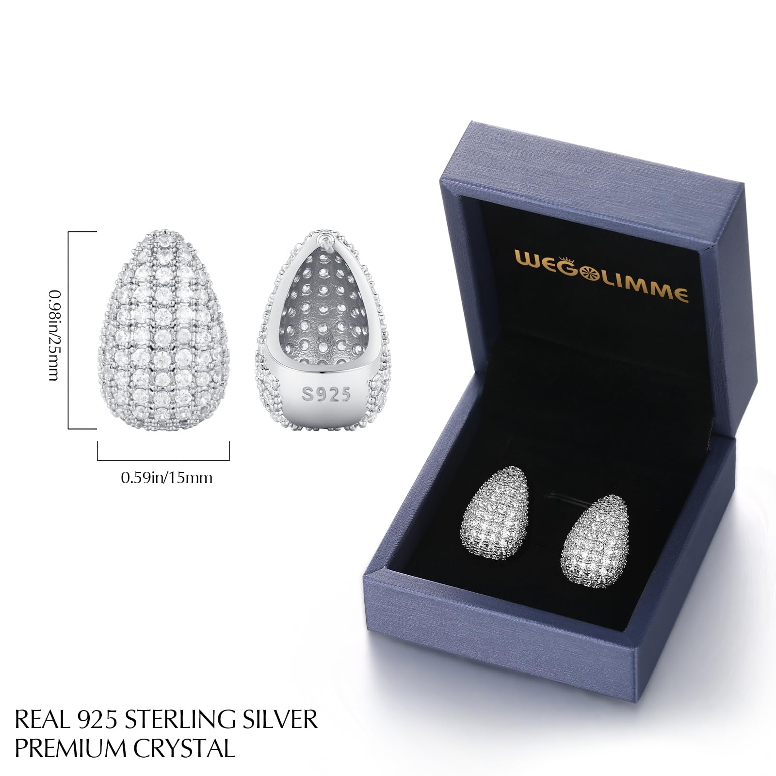 WEGOLIMME Orecchini a Goccia Argento 925 Oro Donna Punto Luce a Bottone Piercing Orecchio Anallergici Gioielli Idee Regalo Donna Compleanno Mamma Fidanzata Migliore Amica Sposa Anniversario Matrimonio